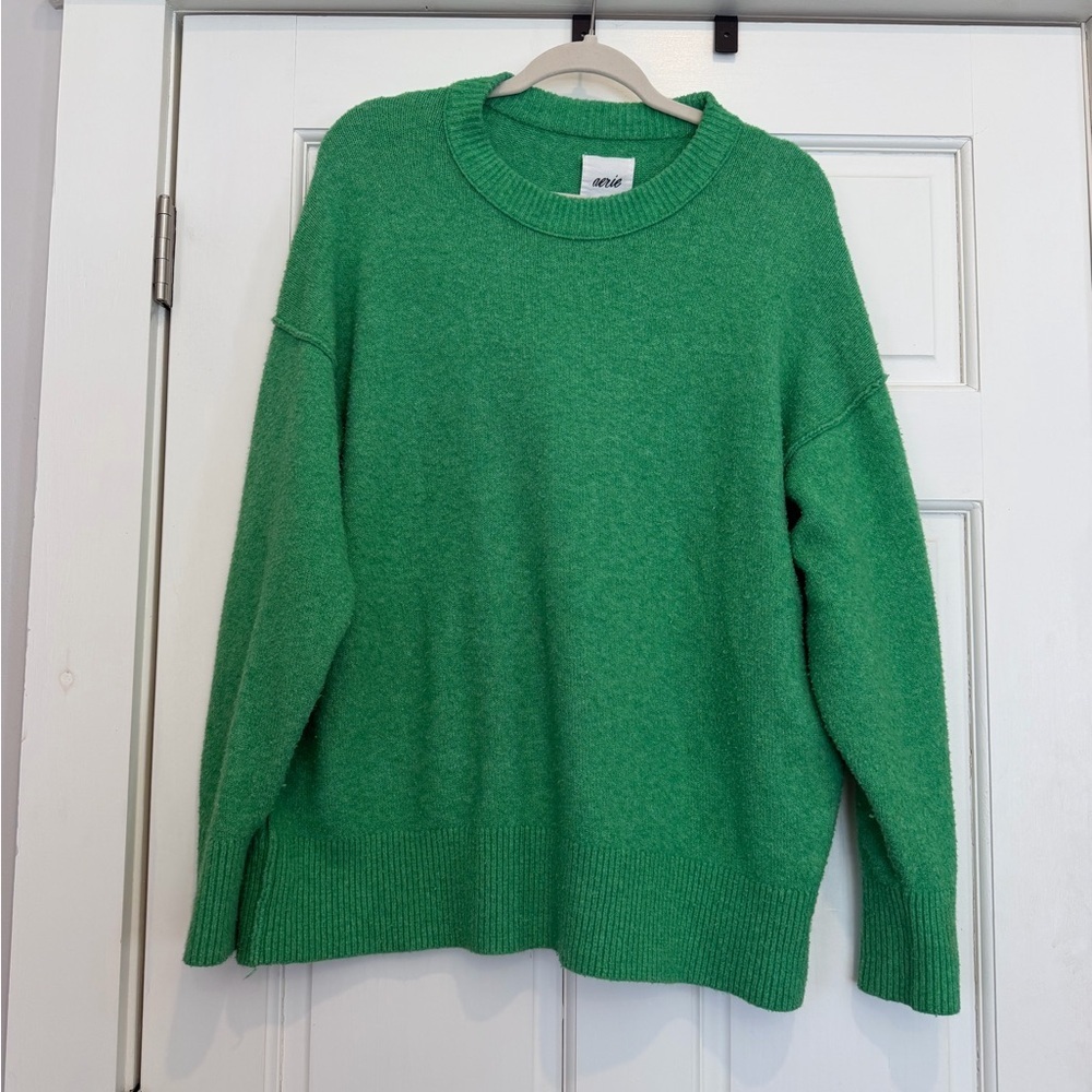 Aerie Vibrant Green Crew Neck Sweater